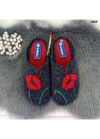 Синие тапочки женские комнатные фетровые для ламината Inblu