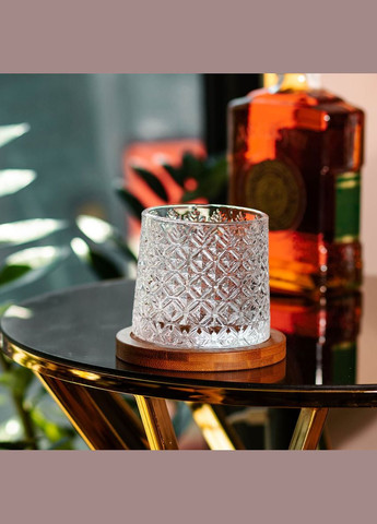 Склянка-дзига для віскі 300 мл з бамбуковою підставкою, ice flower Yiwu (323641372)