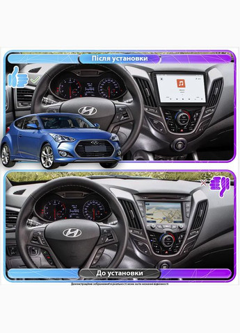 Штатная магнитола 9" для Hyundai Veloster I Рестайлинг 2015-2017 4/64 QLED CarPlay 4G 360 Prime 3шт Lesko (336195070)