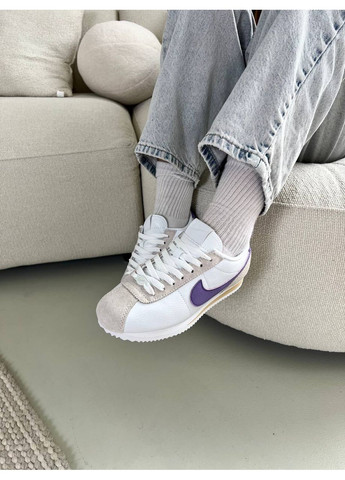 КРОСІВКИ ЖІНОЧІ NIKE CORTEZ WHITE VIOLET НАЙК КОРТЕЗ No Brand білі демісезони (368862203)