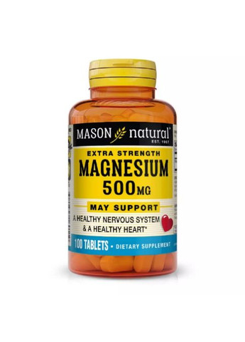 Magnesium 500 mg Extra Strength 100 Tabs Mason Natural (288050763)