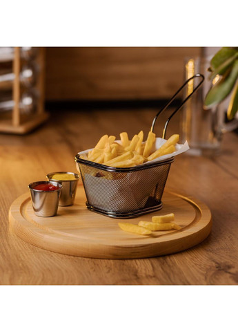 Кошик сервірувальний для картоплі фрі та снеків 13×11×7 см Чорний HP-19-4-L-B Zhongjing (368767340)