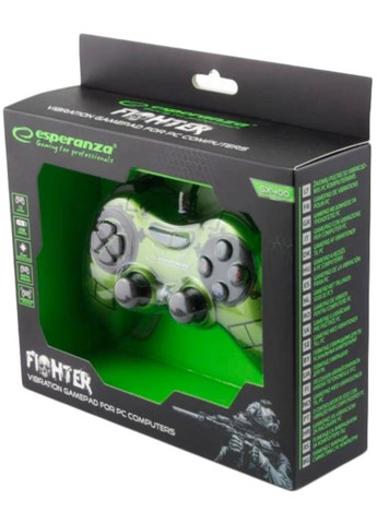 Джойстик для ПК, зелений, USB, провідний геймпад для комп'ютера/ноутбука Esperanza Fighter GX400 (355267318)