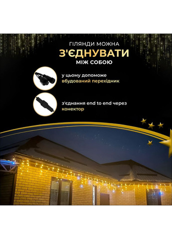 Вулична гірлянда бахрома 20 (м) 280 led світлодіодів зовнішня жовта чорний дріт Garlando (366963877)