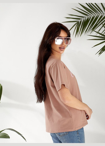 Женская футболка с рисунком кофейного цвета 32552 No Brand - (328068840)