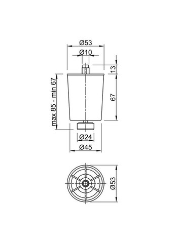Ніжка меблева пластикова чашка висота-67мм, діаметр-50мм регульована пластик Sigma (333828790)