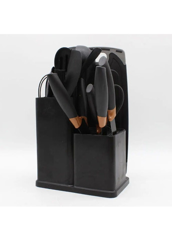 Настольный комплект кухонных принадлежностей с подставкой разделочной доской 19 предметов (480890-Prob) Черный Unbranded (347067435)