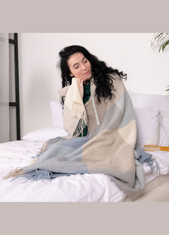 Плед Мериносовый Клетка бел-св.беж-голубой 140 x 200 см Love You 4499 (315690463)