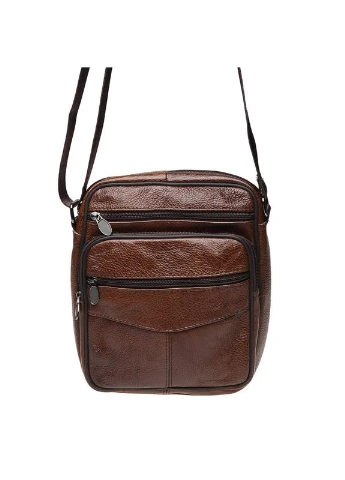 Чоловіча шкіряна сумка через плече K18490-brown Borsa Leather (322189853)