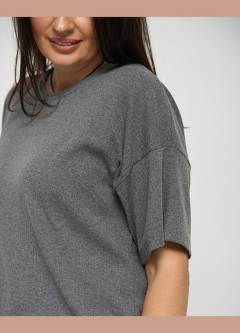 Сіра всесезон піжама жіноча футболка та штани сіра в рубчик розміри 2xl-5xl футболка + штани Nicoletta