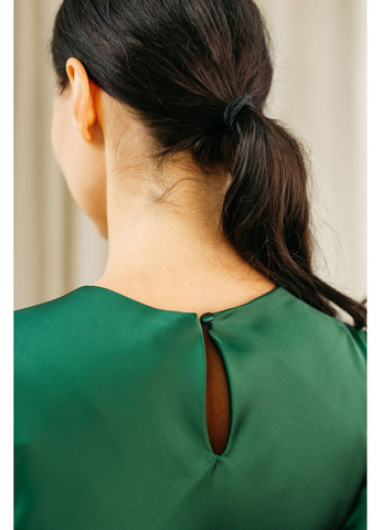 Зеленое платье из двойного шелка с поясом maureen Lana Bryk однотонное