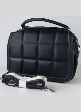 Сумка жіноча крос-боді з короткою ручкою та широким ремінцем на два відділеня містка чорна Karlos Marconi (335821284)