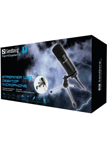 Игровой стрим микрофон Desk Microphone USB, кабель 2,5м. Sandberg (314930421)