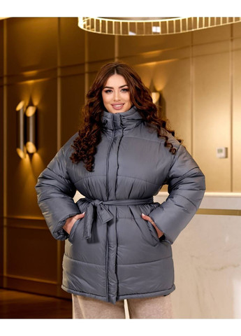 Графитовая демисезонная куртка женская тёплая Style Point