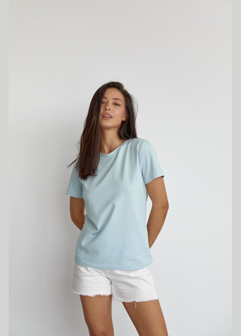 Блакитна женская базовая футболка цвет светло-голубой р.2xl 449921 New Trend