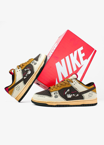 Коричневые всесезонные кроссовки мужские nike sb dunk low x stussy 40th brown | найк сб данк низкие коричневые No Brand