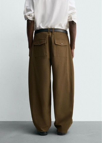 Хаки повседневный демисезонные брюки Zara