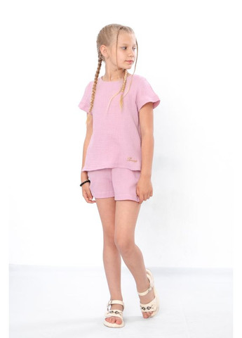 Пудровий літній комплект для дівчинки (блуза+шорти) (p-14559) Носи своє
