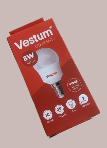 Світлодіодна лампа LED G-45 E14 1-VS-1211 8 Вт Vestum (364106560)