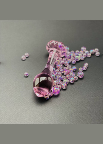 Анальная пробка 4 см розовая PinkBloom стеклянная анатомическая Focus (303892672)