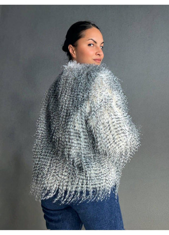 Шуба жіноча Fancy Matinee 111 штучне хутро перо коротка сіра No Brand (348829799)