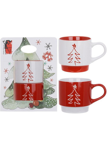 Новогодний набор кружек Елочка Bona Cup 2 керамические кружки 400 мл для подарка праздничные кружки BonaDi (368977243)