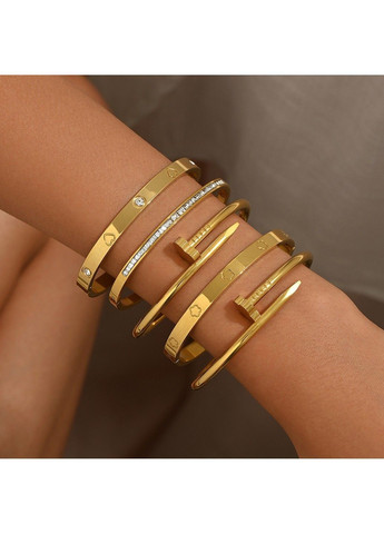 Браслет жіночий із медичної сталі рожеве золото з камінням No Brand (368713770)