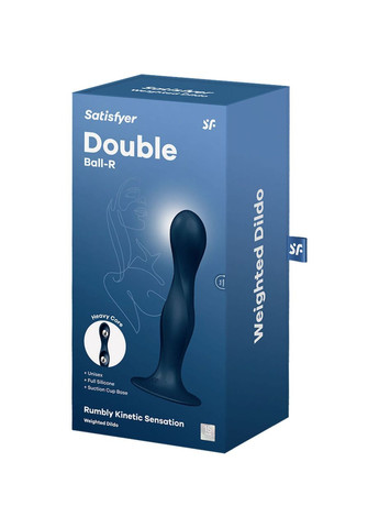Дилдо Double Ball-R Dark Blue, унісекс, рухомі кульки всередині, на присосці Satisfyer (366875906)