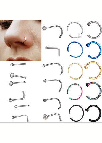 Серьга для пирсинга Кольцо разрезное Гвоздь для бровей губ носа Металл 9.5 мм Pr00127 Finding (315799645)