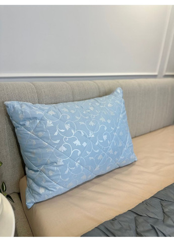 Подушка стьобана з еко пуху зі знімним чохлом для прання 21545 70х50 см блакитна Leri Max (365680299)