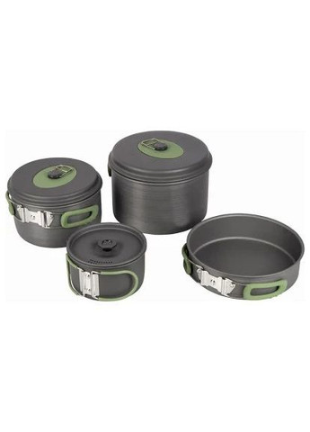 Набір туристичного посуду (2200241) Bo-Camp Explorer 4 Pieces 21 Hard Anodized Grey/Green (370014999)