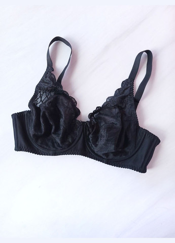 Чорний бюстгальтер жіночий з мереживом без пуш-апу 5227-17 Калина