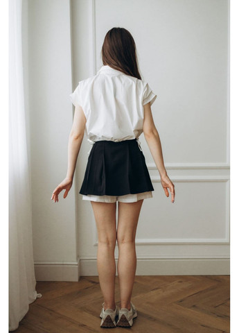 Белая рубашка модница женская хлопок короткая летняя карманы 42 белая Модниця