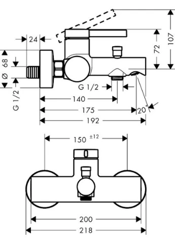 Смеситель для ванны ZESIS, /матовый, настенный Hansgrohe (395925454)