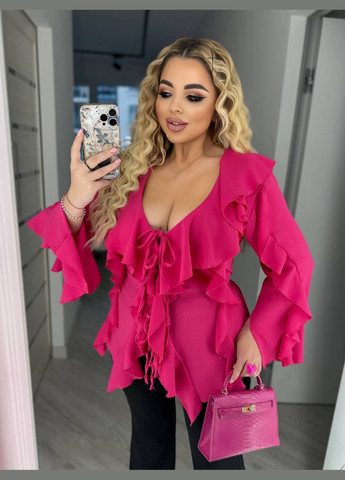 Малинова блуза з рюшами Україна