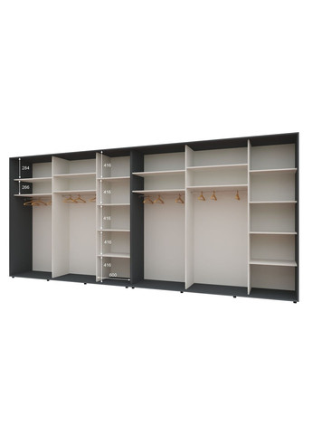 Шафа-купе шестидверна 520*60*220 см Графіт 4 двері ДСП + 2 двері Дзеркало Стандарт Комфорт Меблі (360474444)