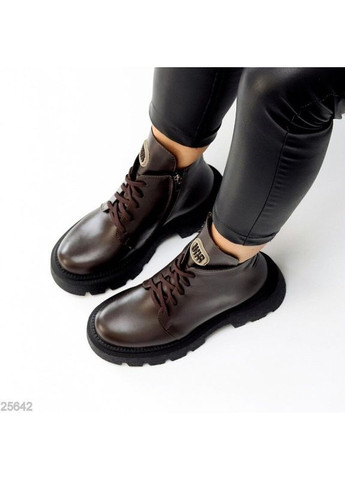 Зимові шкіряні коричневі черевики, зимові ботінки коричневі, ботінки шоколад, зимові черевики код 25642 Garti (365727292)