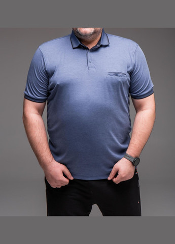 Синя футболка чоловіча поло батал синя з коротким рукавом No Brand
