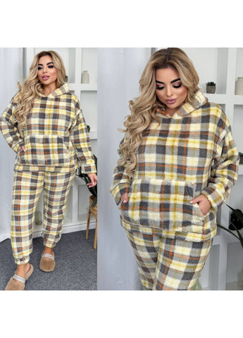 Жовта зимня піжама 025тепла махра мʼяка,худі та штани Україна