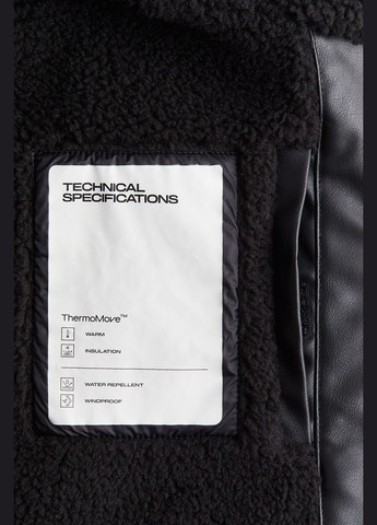 Черная демисезонная куртка из искуственной кожи H&M