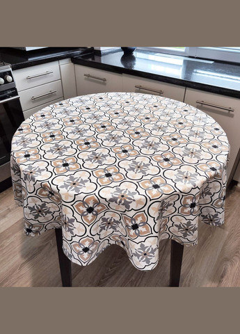 Скатерть на круглый стол водоотталкивающая хлопковая Плиточка с геометрическим рисунком 160 Maystat (305390843)