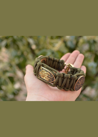 Браслет з Архангелом Михайло, вегвізиром і шоломом жаху на карабіні Бренд із латуні та брони+ брелок у подарунок No Brand (341738756)