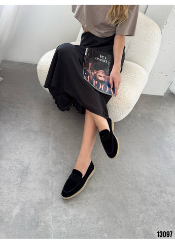 Лофери замшеві чорні на низькій підошві “Velora” No Brand (358884088)