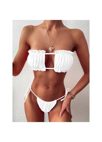 Белый купальник шторки на завязках s-m белый No Brand