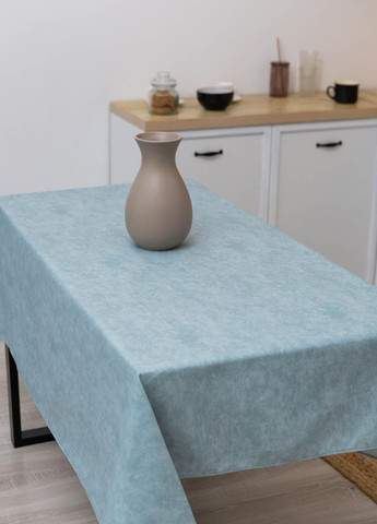 Скатерть с тефлоновым покрытием "Мрамор бирюзовый" 2.4м х 1.5м + 8 салфеток Homedec - (318747142)