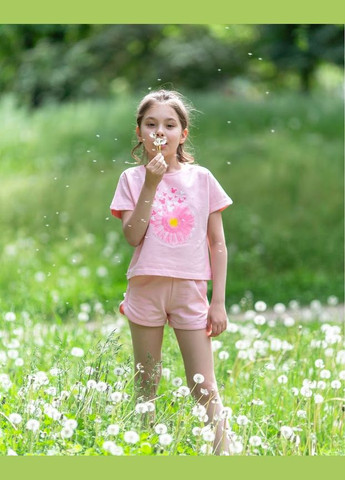 Рожевий літній комплект для дівчинки (футболка+шорти) hc (h001-6243-057-33-1) No Brand
