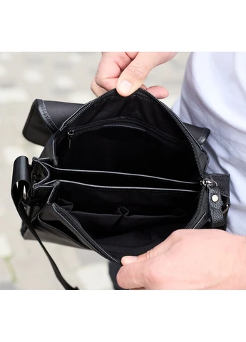 Сумка планшет чоловіча шкіряна через плече чорна (35775) Tiding Bag (394178087)