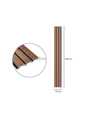 Декоративная PS рейка 2900*120*12мм (D) 3DPanda-1739 Sticker Wall (323155064)