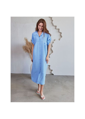 Блакитна довга сукня з льону, розмір одягу s, колір рожевий Badger