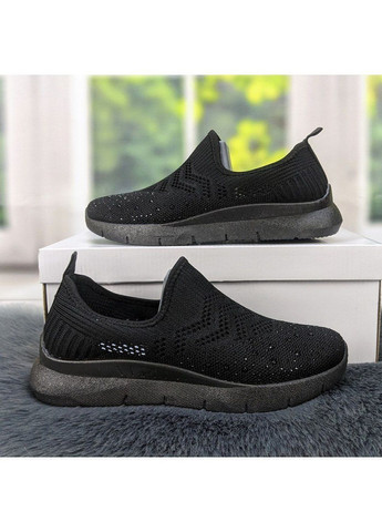 Кроссовки женские текстильные без шнурков Gipanis чёрные лето (294050585)